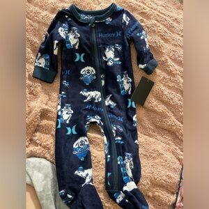 NWT Hurley Baby Boy Snow Bear Skiing Fleece Footies